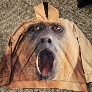 Vintage 3D Monkey & Gorilla All Over Print Hoodie 1 XLarge